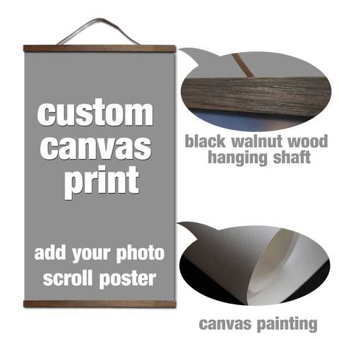 custom print canvas your picture favorite photo family baby canvas painting poster and wall art with solid wood hanging scrolls ► Photo 1/6