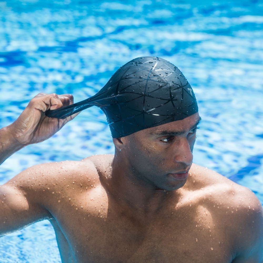 Unisex 3D Elastic Swimming Caps Silicone Waterproof Long Hair Adult Swim Hats 