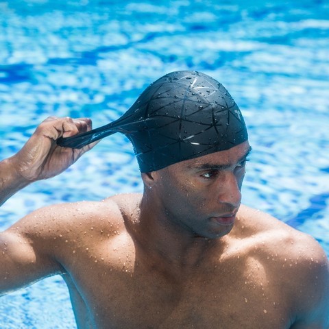 3D Elastic Professional Silica Gel Swimming Cap Waterproof Ear Protection Adult Men Women Long Hair Swim Hat Cover Ear Bone Pool ► Photo 1/6