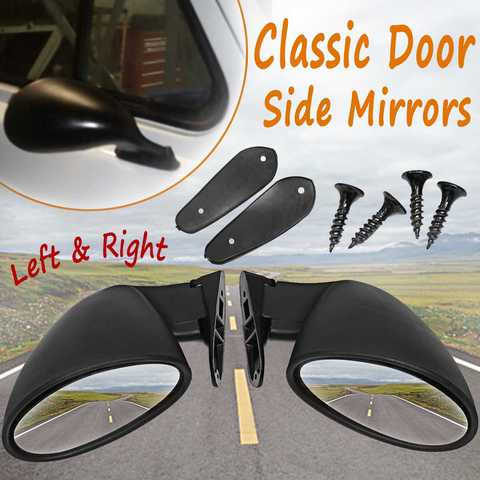 California Style Universal Car Classic Retro Door Wing Side Mirror Rearview Vintage Matte Black L+R ► Photo 1/6