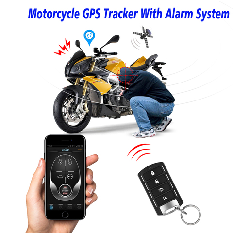 Motorcycle GPS Tracker + One Way Remote Engine Start Motorcycle Alarm with Android and Iphone APP with 2 remote controller ► Photo 1/5