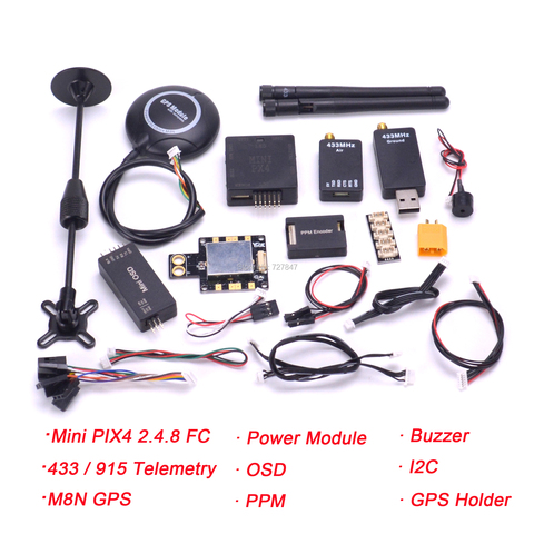NEW Mini PX4 Pixhawk PIX 2.4.8 32 Bit Flight Controller 433 / 915Mhz Telemetry + M8N GPS + Minim OSD + PM + Buzzer+ PPM + I2C ► Photo 1/6
