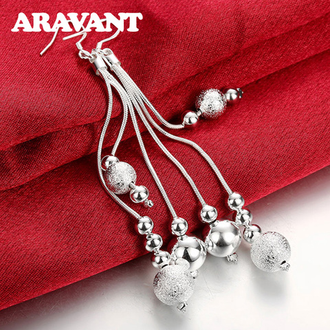 925 Silver Earring Three Line Bead Long Drop Earrings For Women Valentine'S Day Earring Jewelry Top Quality ► Photo 1/6