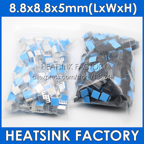 HEATSINK FACTORY 50pcs Aluminum 8.8x8.8x5mm Chip Radiator Cooler w/ Thermal Double Sided Adhesive Tape for IC, 3D Printer A4988 ► Photo 1/6