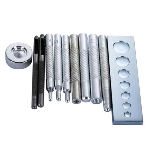 11pcs/set DIY Leather Tool Die Punch Hole Snap Rivet Button Setter Base Kit Leather Craft Sewing Tool Hole Punches Leather Punch ► Photo 1/6