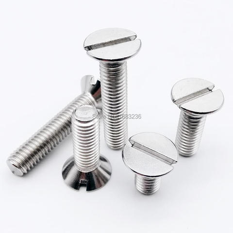 10/50pc High Quality M1.6 M2 M2.5 M3 M4 M5 M6 304 A2 stainless steel GB68 Slotted Flat Countersunk Head Screw Bolt length=2-60mm ► Photo 1/6