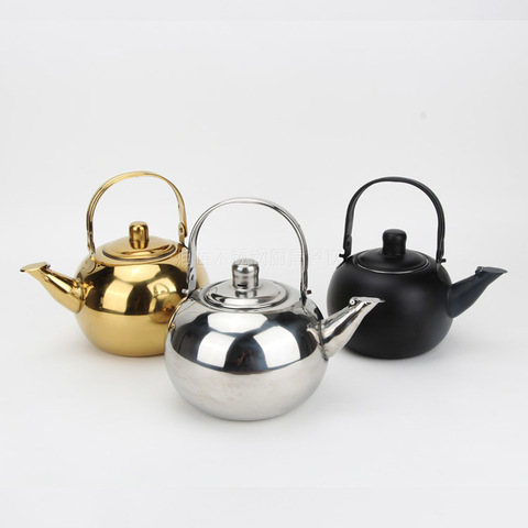 Thick Stainless Steel Teapot Teapot With Tea Coffee Filter House Hotel Restaurant Induction Cooker Pot 1 / 1,2 / 1.4l ► Photo 1/6