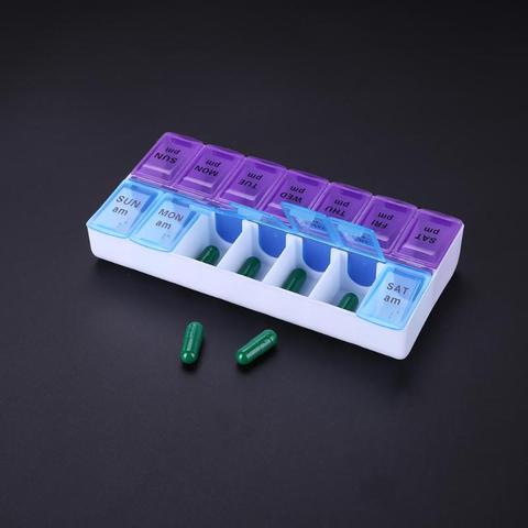 14 Grids Weekly Pill Case 7 Days Medicine Box Tablet  Dispenser Organizer Pill Box Splitters Plastic Storage Box With Clip Lids ► Photo 1/6