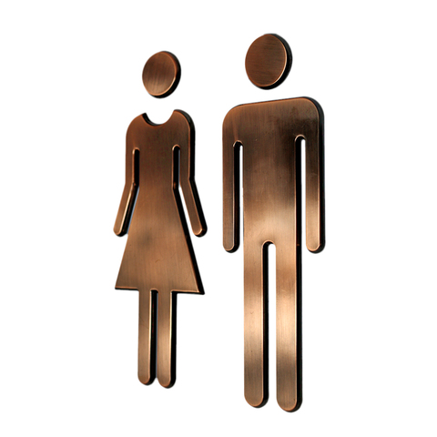 Man&Woman WC Stickers Toilet Signs Restroom Washroom Signage Plaque Bronze ► Photo 1/1