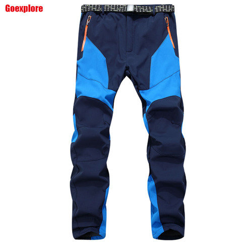 Winter Men Outdoor Hiking Camping Pants New Brand Waterproof Windbreaker Trousers Male Inner Fleece soft shell pants ► Photo 1/6