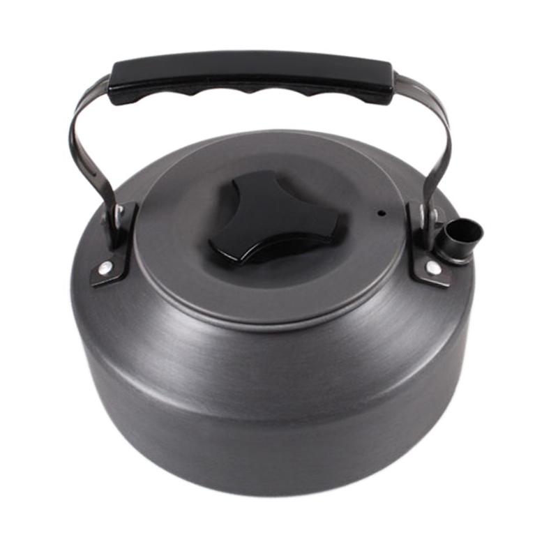 Outdoor 1.1L Portable Aluminum Water Kettle Camping Hiking Teapot Coffee Pot 