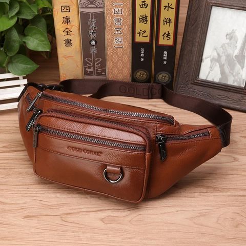Men Genuine Leather Waist Chest Bags Pouch Single Shoulder Cross Body Bags High Quality Natural Skin Hip Bum Fanny Belt Pack ► Photo 1/6