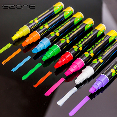 EZONE Candy Color Highlighter Fluorescent Pen Liquid Chalk Marker  Pen For LED Writing Board For Painting Graffiti Office Supply ► Photo 1/6