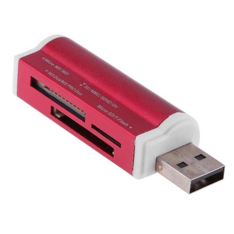 USB2.0 4 in 1 Multi Memory Card Reader  Aluminium Alloy cardreader card readers for SD/SDHC/Mini SD/MMC/TF Card/MS ► Photo 1/6