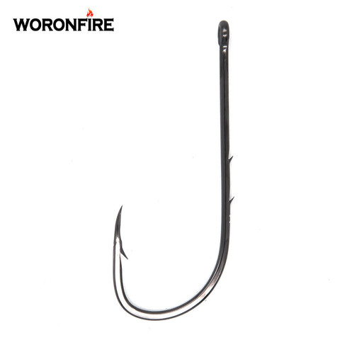 Long Shank Hooks For Fishing 50pcs/bag 1#-6/0# High Carbon Steel Sharp Barbed Offset Narrow Bait Hook Fishing Tackle Accessories ► Photo 1/6