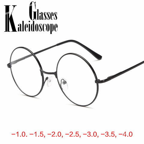 Men Women Retro Metal Round Frame Glasses for  Nearsighted Myopia Reading Glasses  -1.0 -1.5 -2 -2.5 -3 -3.5 -4 ► Photo 1/6