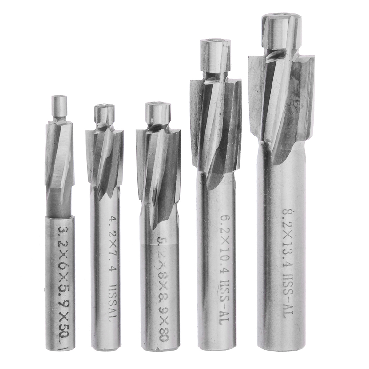 9/16" X 5/8" Double End Mill HSS 4 Flute 5 Pack 