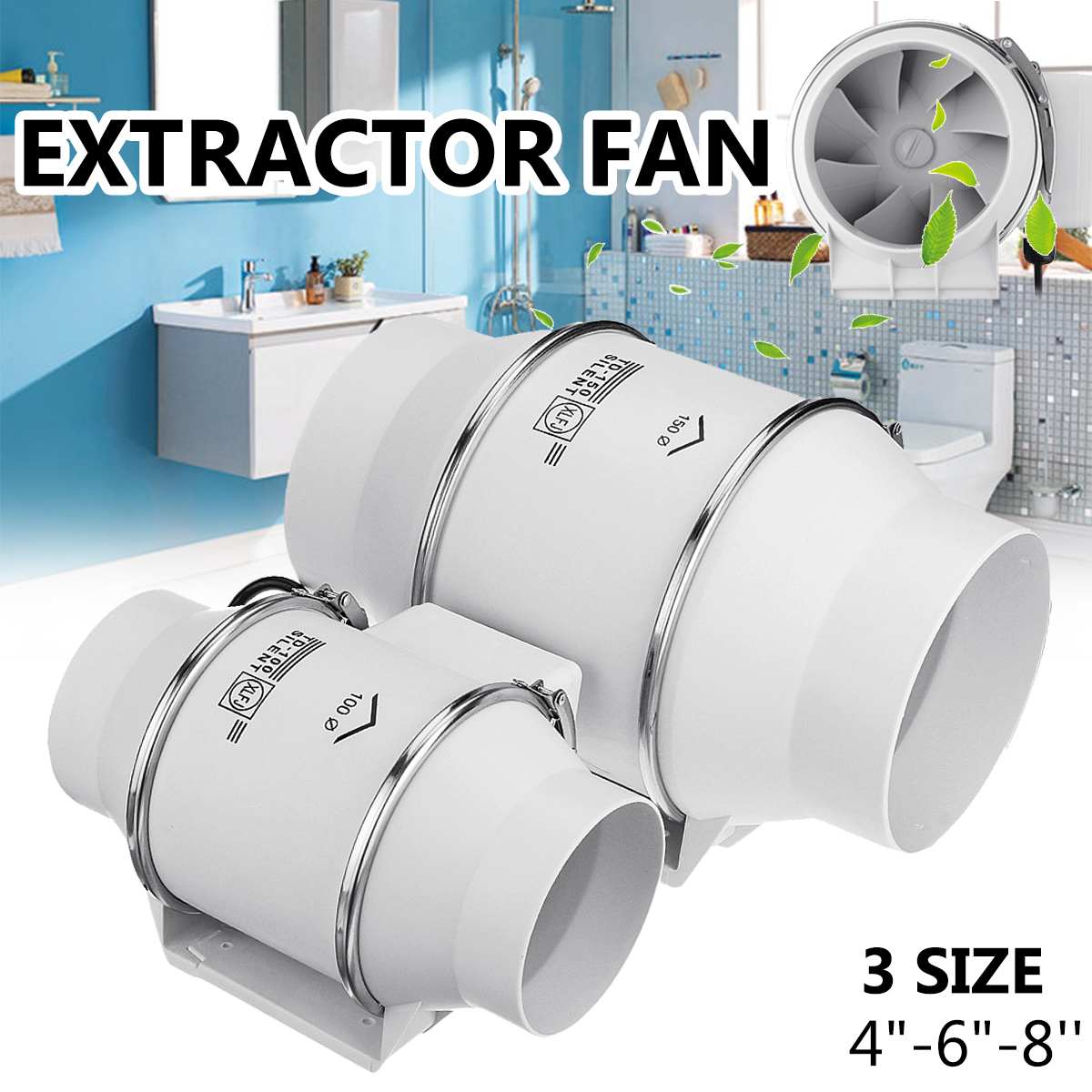 4/6 Inch Silent Wall Extractor Ventilation Fan Window Bathroom Kitchen Toilet US