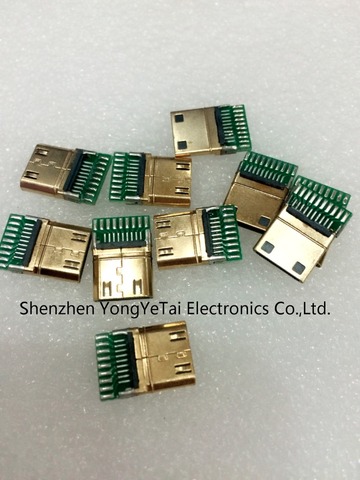 YYT 5PCS MINI HDMI 19P with PCB board welding type C male mini HDMI plug 19+1 ► Photo 1/2