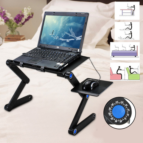 360 Degree Foldable Adjustable Laptop Desk Table Stand Holder Durable Aluminum Laptop desk Tray with Cooling Dual Fan Mouse Pad ► Photo 1/6
