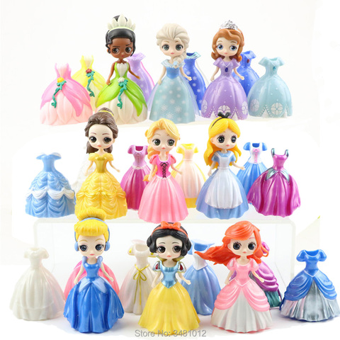 Magiclip Princess Cinderella Mermaid Alice Magic clip Dress PVC Action Figures Qposket Collectible Dolls Kids Toys for Children ► Photo 1/6
