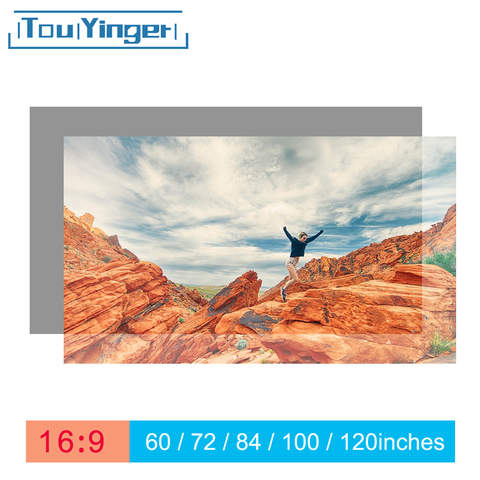 Touyinger 16:9 High Brightness Reflective Projector Screen 60 72 84 100 120 130 inches Fabric Cloth Screen for Espon BenQ XGIMI ► Photo 1/6