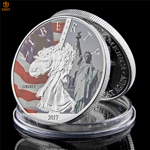 2022 American Statue Of Liberty Silver Plated World Cultural Heritage USA Commemorative Coin With Protection Capsule ► Photo 1/6