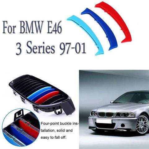 3 Colors Set Racing Grille Fits For BMW 3 Series E46 1997-2001 Kidney  Grille Grill Cover Stripe Clip - Price history & Review, AliExpress Seller  - Shop4496131 Store