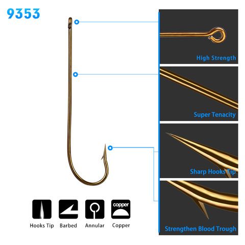 100PCS Aberdeen Long Shank Fish Hook Saltwater Fresh Water Fishing Hooks Sabiki Rig Streamer Fly Hook Size 12 10 8 4 2 2/0 3/0 ► Photo 1/6