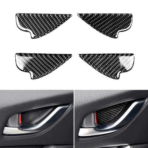 4PCS Real Carbon Fiber Car Styling Interior Door Pull Handle Frame Cover Trim For Mazda 3 6 CX-3 CX-5 CX-8 CX-9 2017 2022 ► Photo 1/4