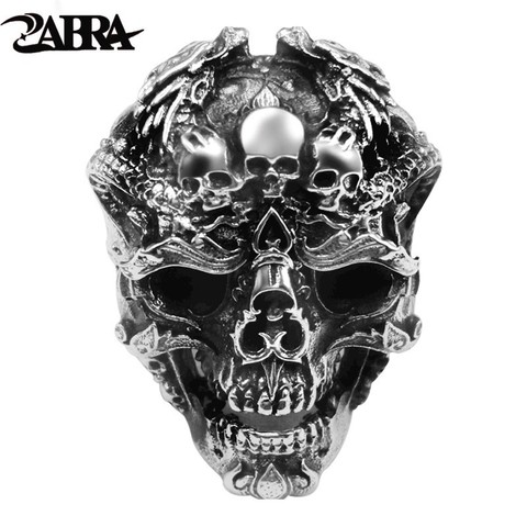 ZABRA Real 925 Sterling Silver Skull Ring Men Adjustable Dragon Ring Punk Rock Many Skeletons Mens Gothic Halloween Jewelry ► Photo 1/6
