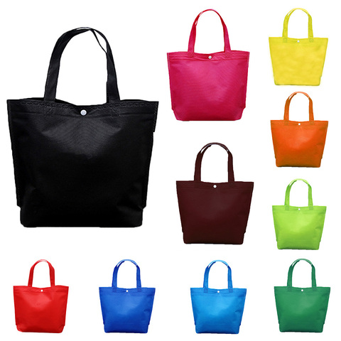 Large Capacity Reusable Non-woven Shopping Bags High Quality Women's Foldable Button Tote Pouch Grocery Eco Bags Storage Handbag ► Photo 1/6