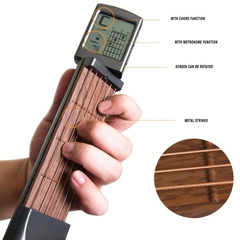 Pocket Guitar Electric Guitar 6 Strings Guitar Gadgets Aerial Finger Exerciser Train Practice Tools with Chord Display ► Photo 1/6