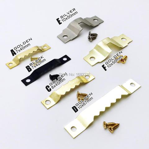 100pcs Golden Hanging Picture Photo oil Painting Mirror Frame Saw Tooth Hooks Hangers With 200 Screws 7x40mm ► Photo 1/6