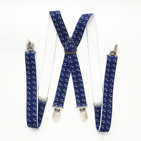 Fashion X-shape Baby Suspenders for Wedding Charming Navy Blue Anchor Print Brace for Children Adult Women Men Accessories BD020 ► Photo 1/6