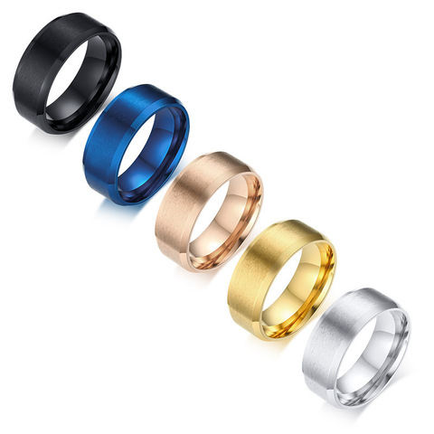Men Casual Titanium Steel Rings Size 5-14 Women Children Simple Rings 5 Colors 1 Piece ► Photo 1/6