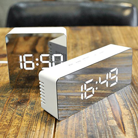 Hot Multifunction LED Mirror Alarm Clock Digital Clock Snooze Display Time LED Night Light Table Desktop Alarm Clock Despertador ► Photo 1/6