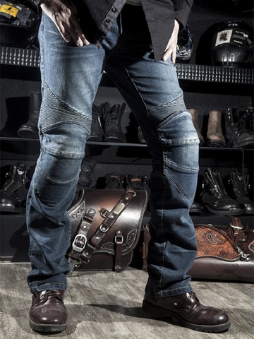 Mens Black Biker Jeans Motocycle Denim Pants Male Stretch Original Trousers Off-road Pants Protection Clothing Xxxxl Plus Size ► Photo 1/5