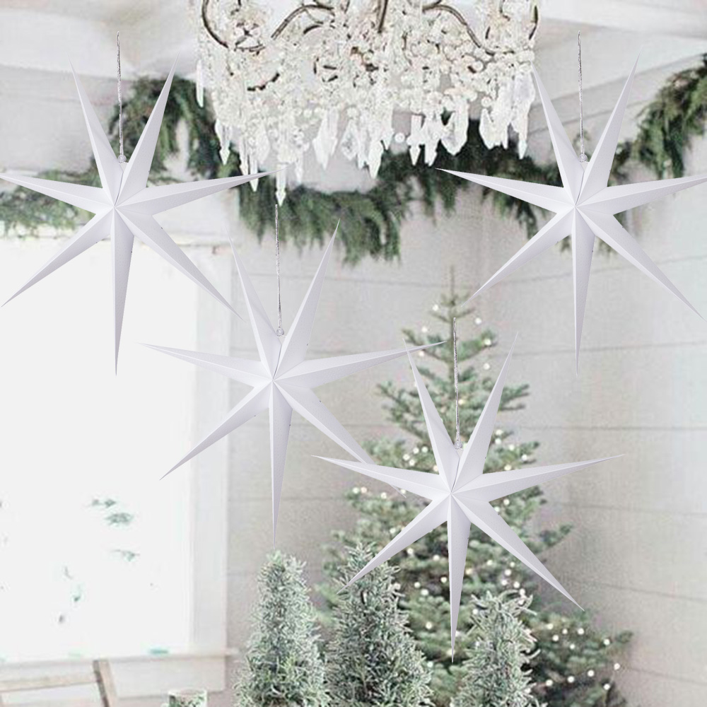 XMAS Glitter Hollow Snowflake Hanging Star Christmas Party Decor Tree Ornament 