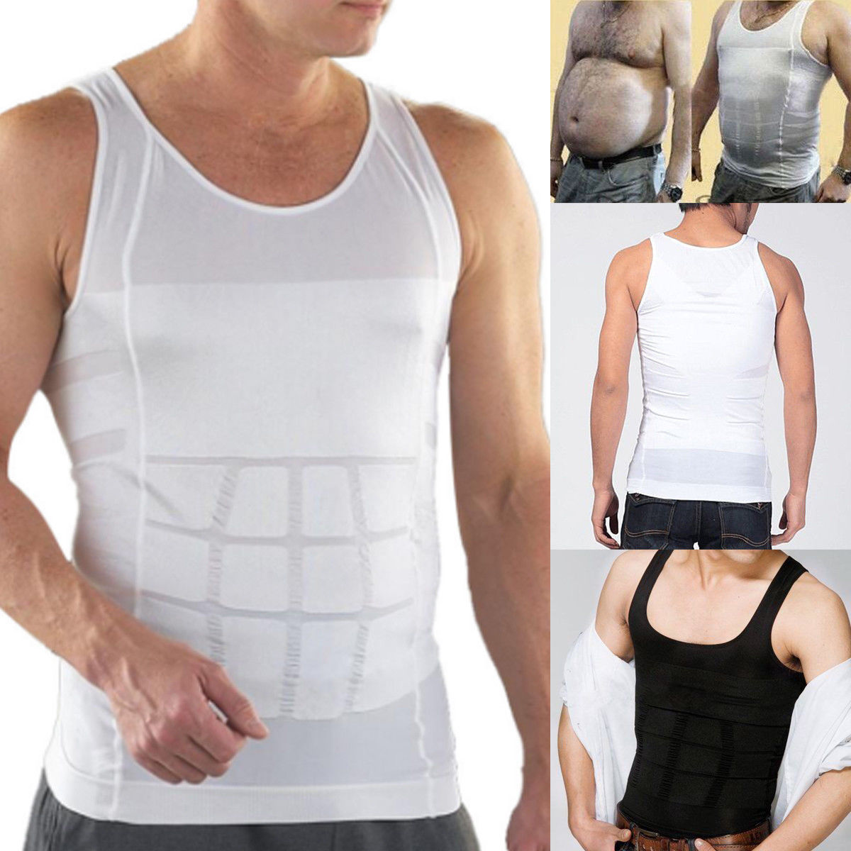 CXZD Men Corset Body Slimming Tummy Shaper Fat Burning Vest Belly