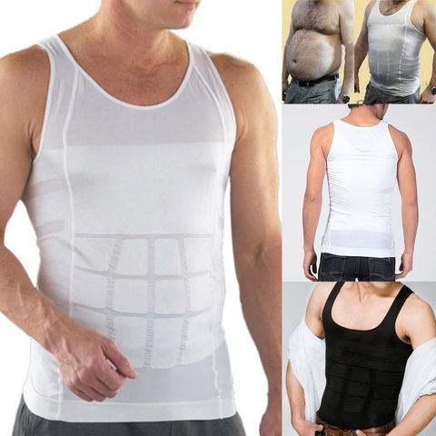 Men Shapers Summer Solid Sleeveless Firm Tummy Belly Buster Vest Control Slimming Body Shaper Underwear Shirt ► Photo 1/6