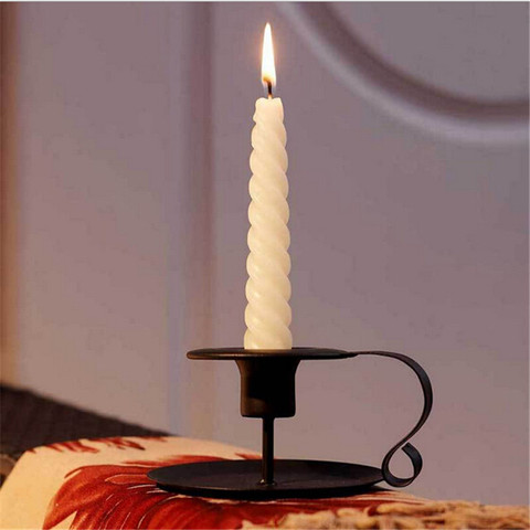 Iron European Style Candlestick Stand Candle Holder Vintage Retro Style Classic Look Taper Holder Matte Black For Wedding ► Photo 1/6