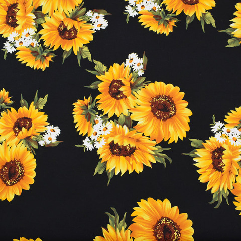 Sunflowers in black reactive dyeing stretch cotton fabric for dress coat tissus au metre tecido tissu telas tela shabby chic DIY ► Photo 1/6