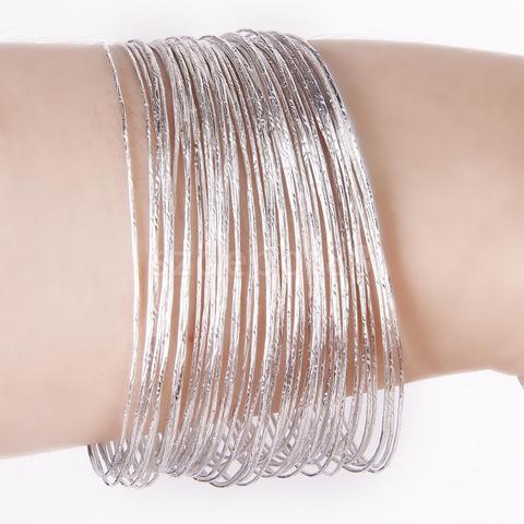 50Pcs Bulk Fashion Silver color Ultra Thin Hoop Bracelet Cuff Bangle Wristband ► Photo 1/6