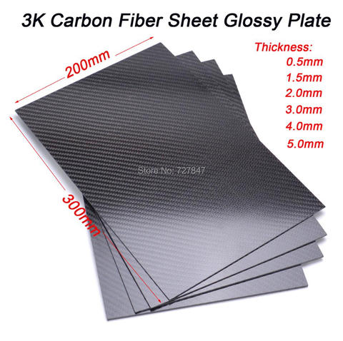 300mm X 200mm 3K Pure Carbon Fiber Sheet Glossy Plate Board 0.5/1.0/1.5/2.0/3.0/4.0/5.0mm High Composite Hardness RC Material ► Photo 1/1