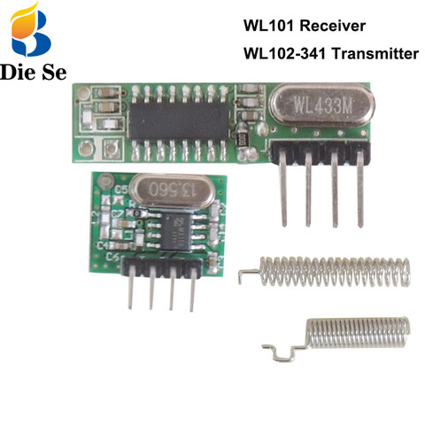 RF module 433Mhz superheterodyne receiver and transmitter kit with antenna For Arduino uno Diy kits 433 mhz Remote control ► Photo 1/6