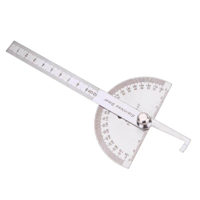 Durable Stainless Round Head Protractor Angle Straight Ruler Measuring Tool ZKY 