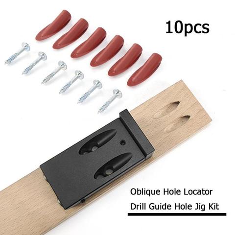 10pcs/set Oblique Hole Locator Drill Guide Set Hole Jig Kit Stopper Plugs+Screws Inclined Hole Locator Fittings for Woodworking ► Photo 1/6
