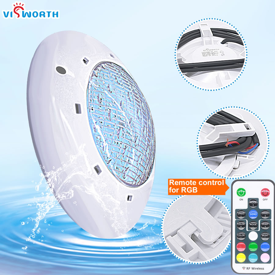 Remote Control PAR56 Pool Light RGB IP68 LED Swimming Outdoor Underwater 54W 