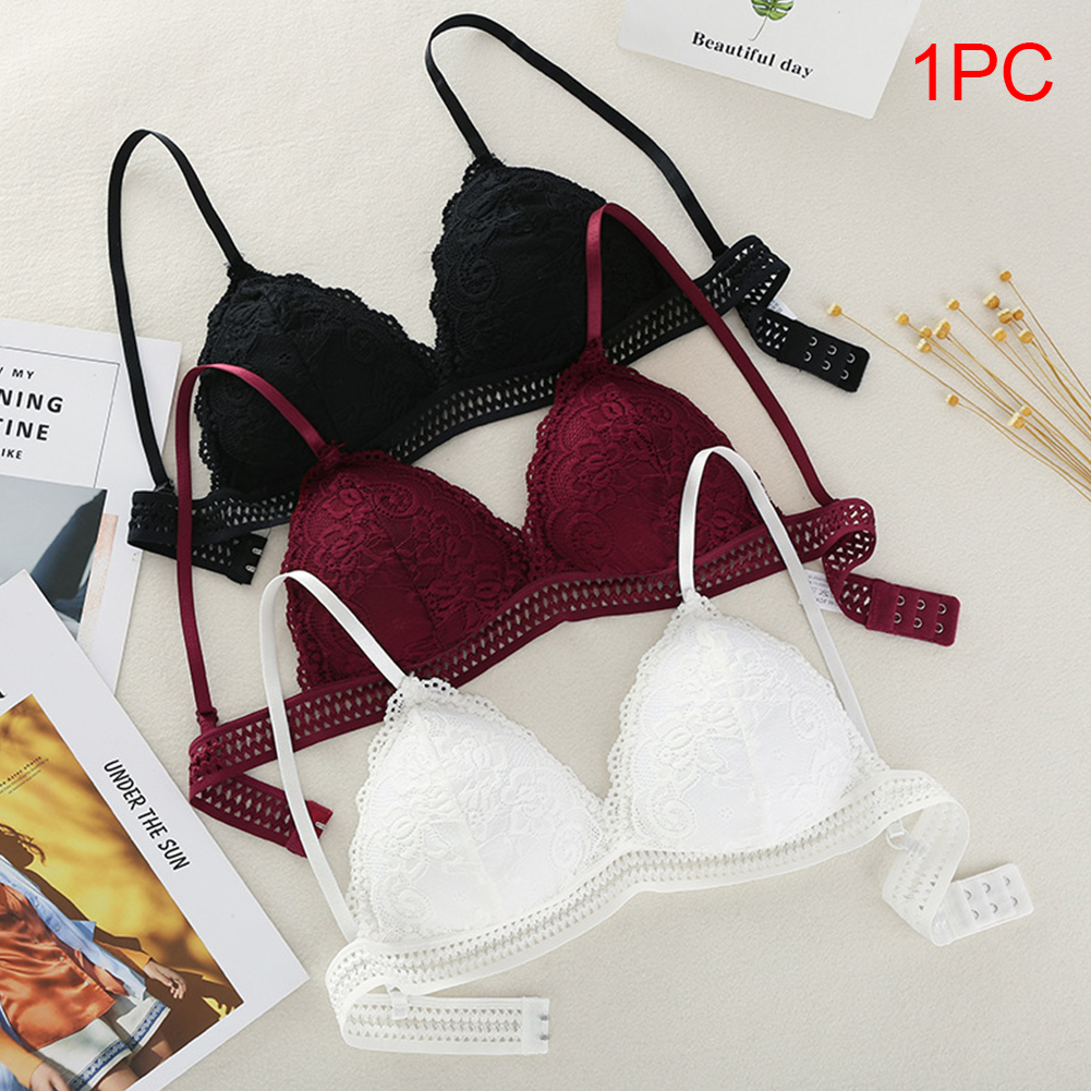 Thin French Style Bralette Lace Wireless Triangle Cup Women Lingerie Soft Bra Seamless Underwear Deep V Girls ► Photo 1/6